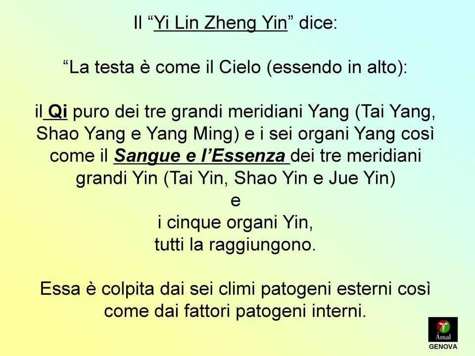 Essenza dei tre meridiani grandi Yin (Tai Yin, Shao Yin e Jue Yin) e i cinque organi Yin, tutti la