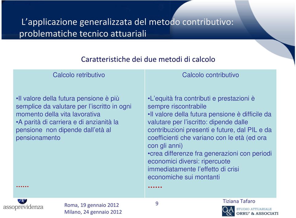 riscontrabile Il valore della futura pensione è difficile da valutare per l iscritto: dipende dalle contribuzioni presenti e future, dal PIL e da coefficienti che