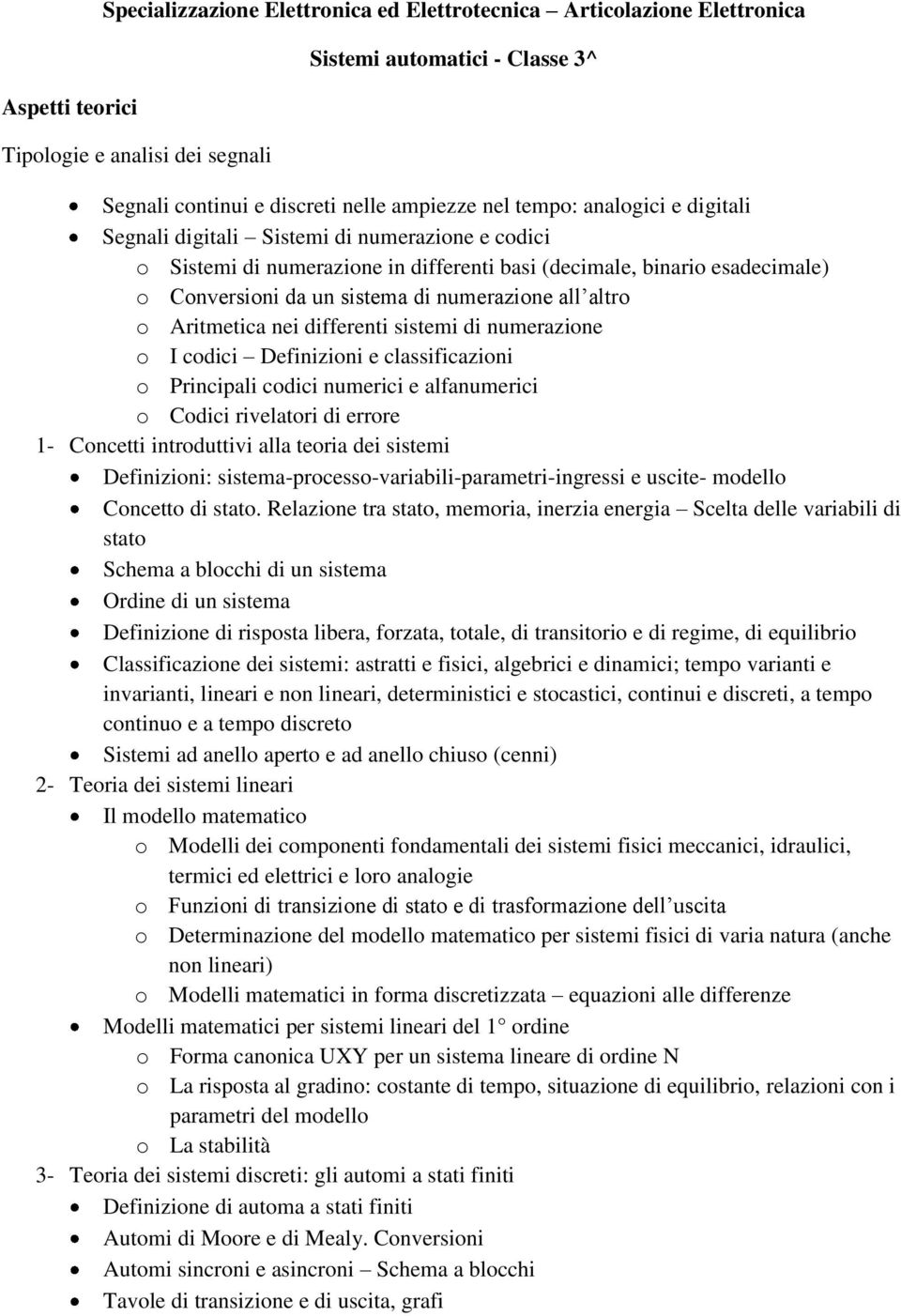 altro o Aritmetica nei differenti sistemi di numerazione o I codici Definizioni e classificazioni o Principali codici numerici e alfanumerici o Codici rivelatori di errore 1- Concetti introduttivi