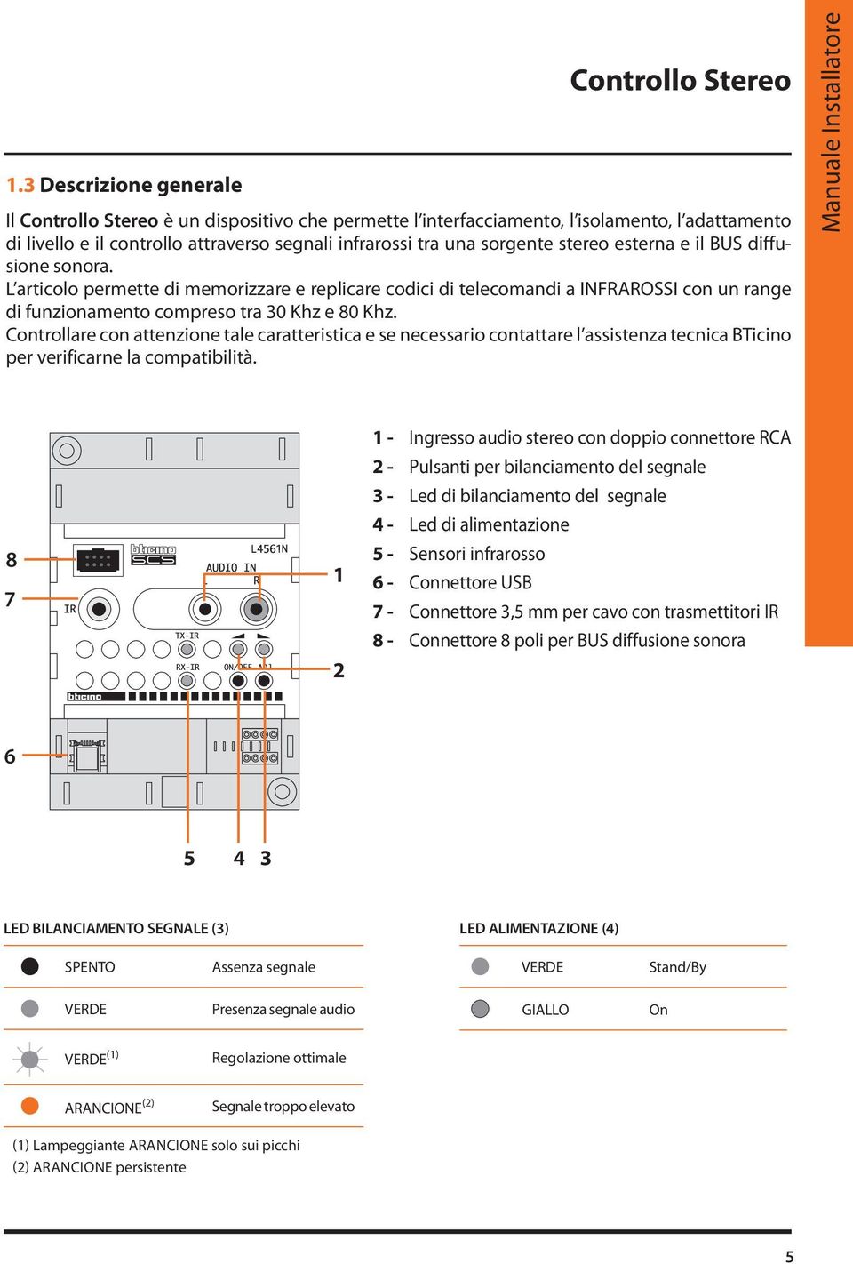 Controllare con attenzione tale caratteristica e se necessario contattare l assistenza tecnica BTicino per verificarne la compatibilità.