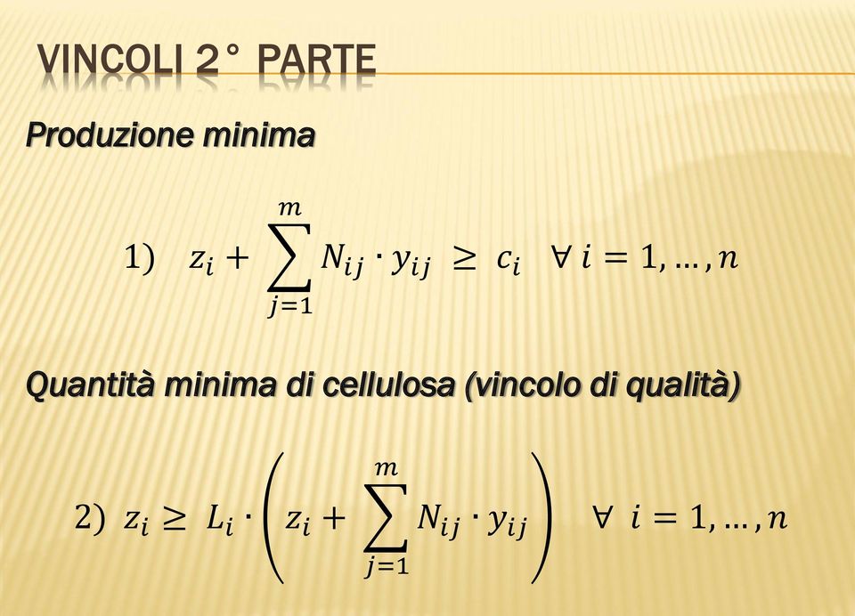 minima di cellulosa (vincolo di qualità)