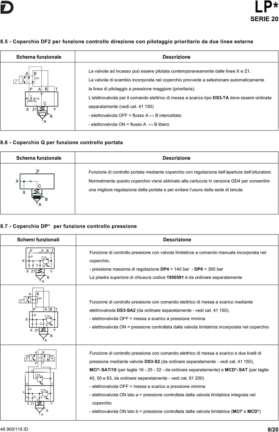 L elettrovalvola per il comando elettrico di messa a scarico tipo DS3-TA deve essere ordinata separatamente (vedi cat.