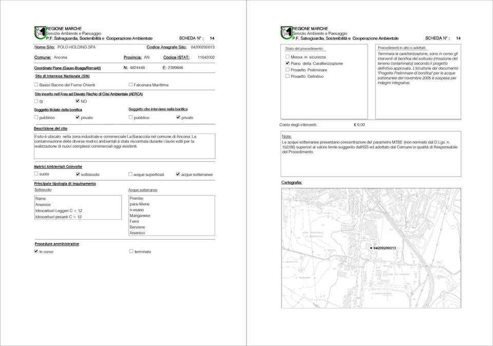 L'istruttoria del documento "Progetto Preliminare di " per le acque sotterranee del novembre 2005 è sospesa per indagini integrative.