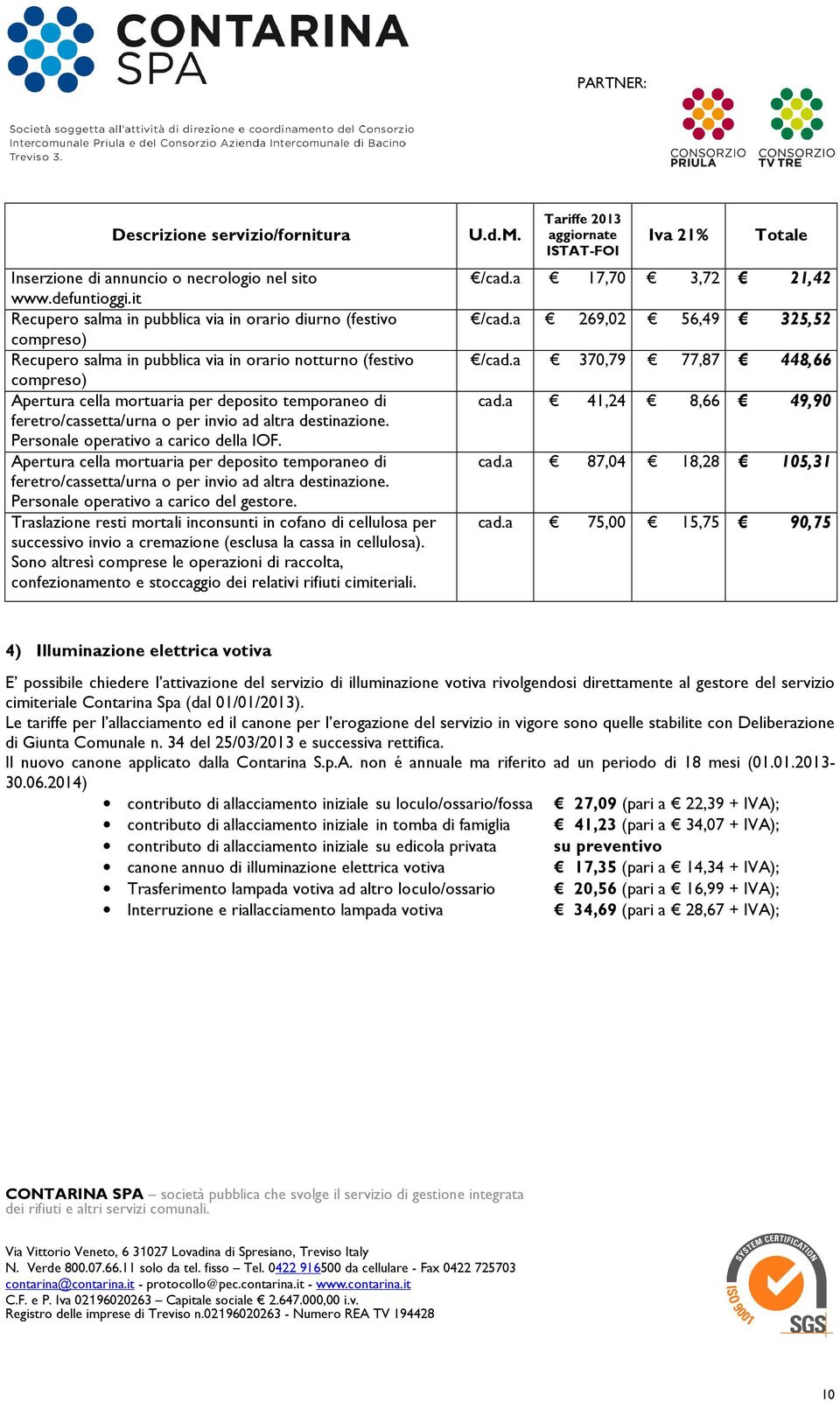 feretro/cassetta/urna o per invio ad altra destinazione. Personale operativo a carico della IOF.