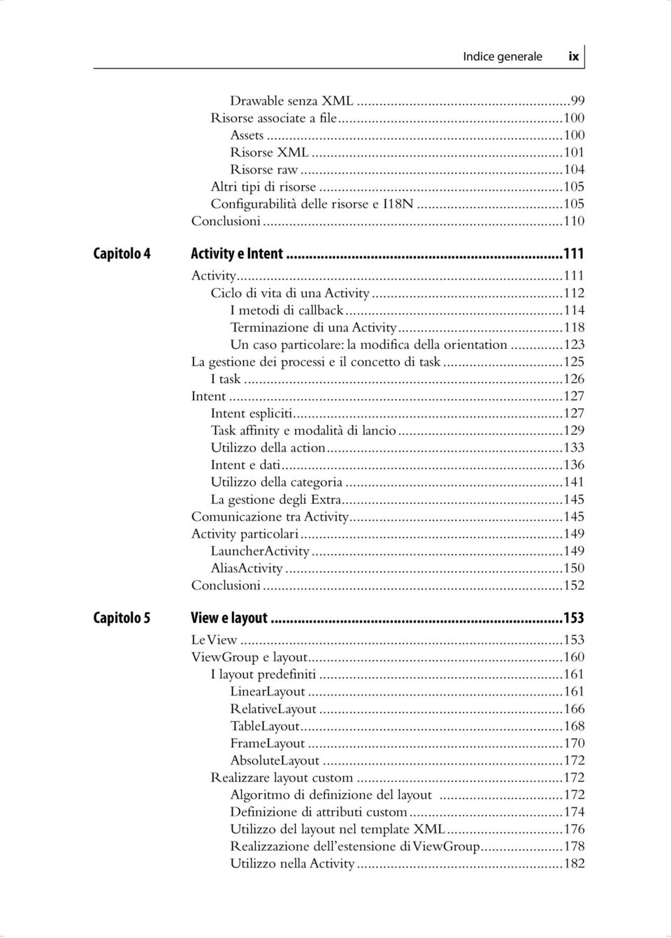 ..118 Un caso particolare: la modifica della orientation...123 La gestione dei processi e il concetto di task...125 I task...126 Intent...127 Intent espliciti...127 Task affinity e modalità di lancio.