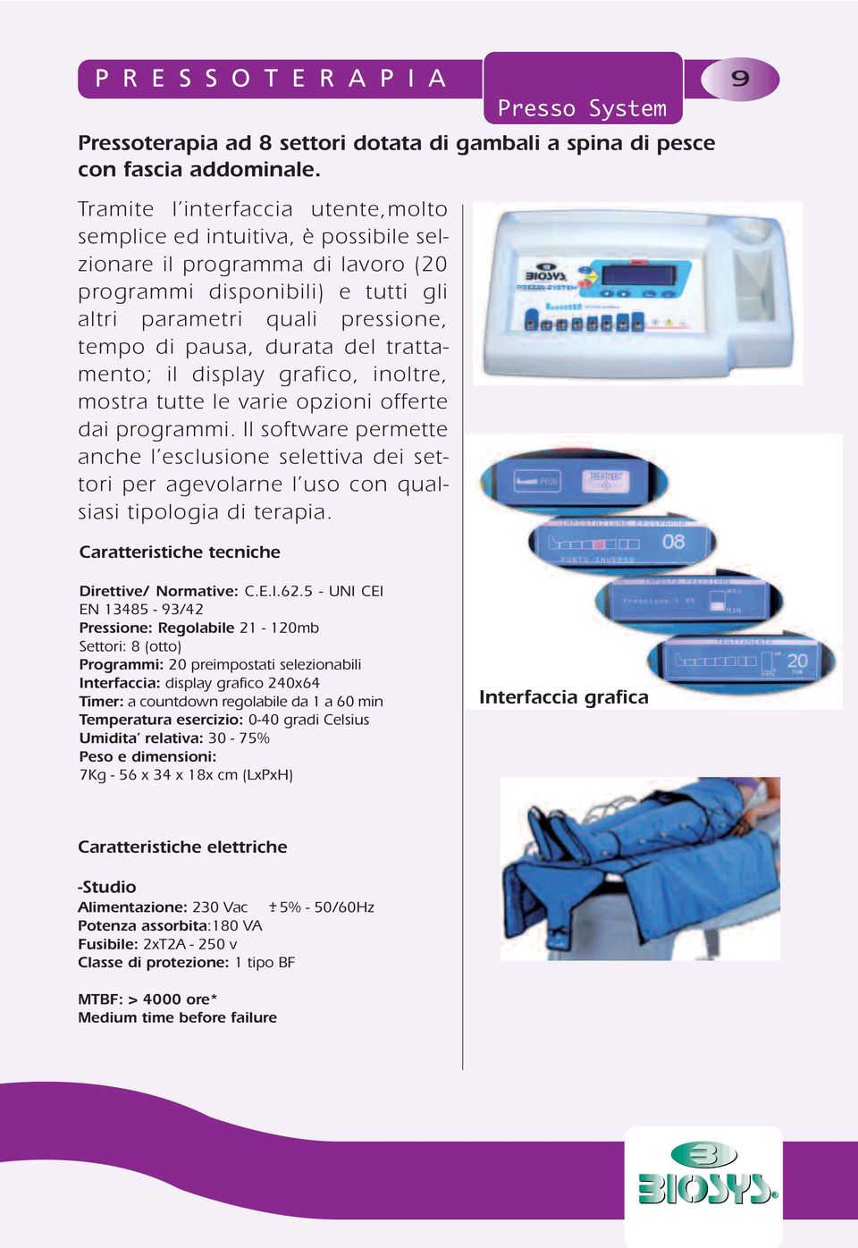 del trattamento; il display grafico, inoltre, mostra tutte le varie opzioni offerte dai programmi.