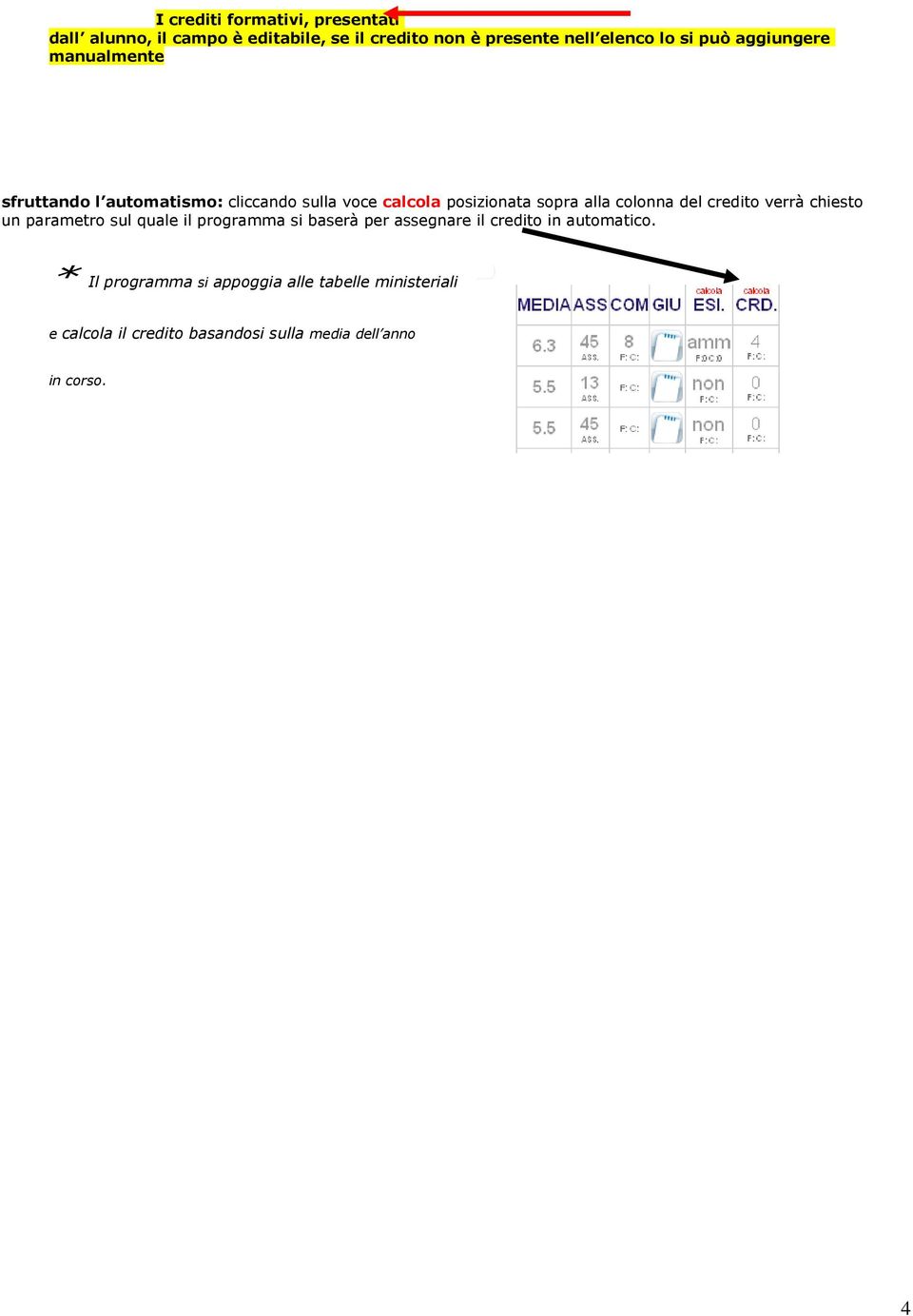 del credito verrà chiesto un parametro sul quale il programma si baserà per assegnare il credito in automatico.