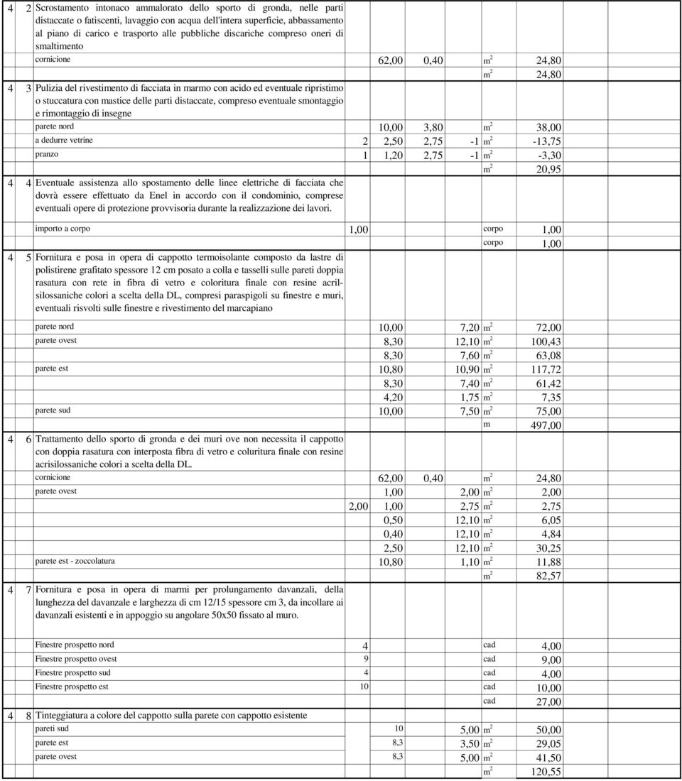 eventuale smontaggio e rimontaggio di insegne parete nord 10,00 3,80 m 2 38,00 a dedurre vetrine 2 2,50 2,75 1 m 2 13,75 pranzo 1 1,20 2,75 1 m 2 3,30 m 2 20,95 4 4 Eventuale assistenza allo