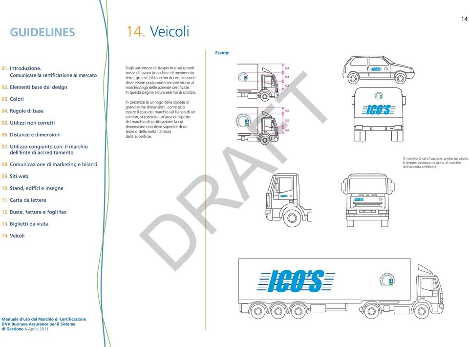 In presenza di un logo della società di grandissime dimensioni, come può essere il caso del marchio sul fianco di un camion, si consiglia un area di rispetto del