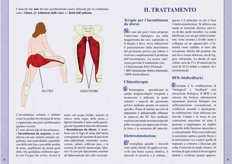indicazione il potenziamento della muscolatura del pavimento pelvico per ridurre o risolvere completamente il problema dell incontinenza.