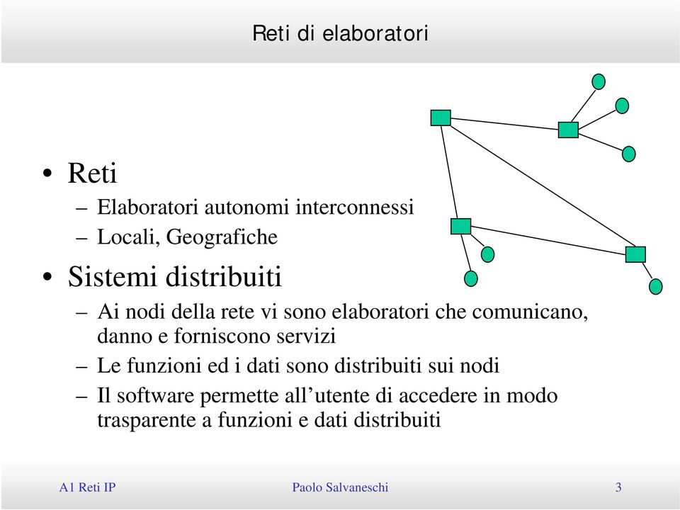 funzioni ed i dati sono distribuiti sui nodi Il software permette all utente di accedere in modo