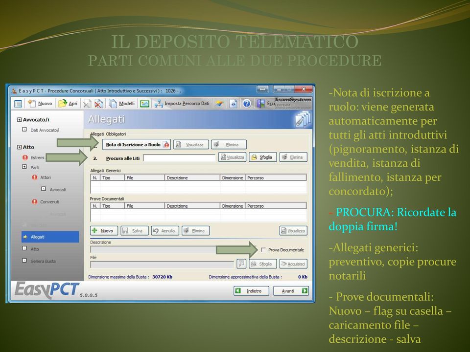 fallimento, istanza per concordato); - PROCURA: Ricordate la doppia firma!