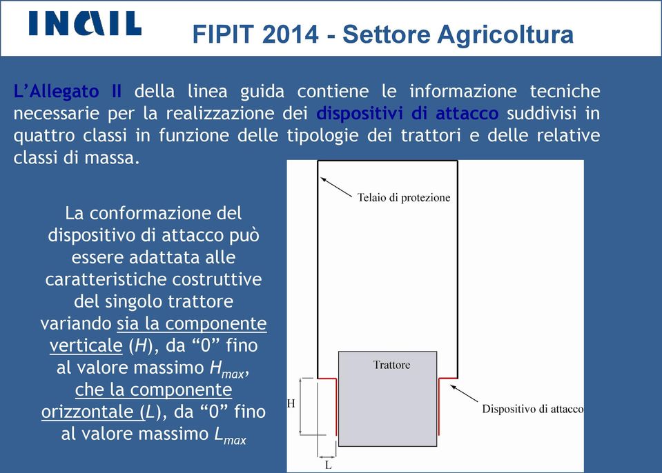 La conformazione del dispositivo di attacco può essere adattata alle caratteristiche costruttive del singolo trattore