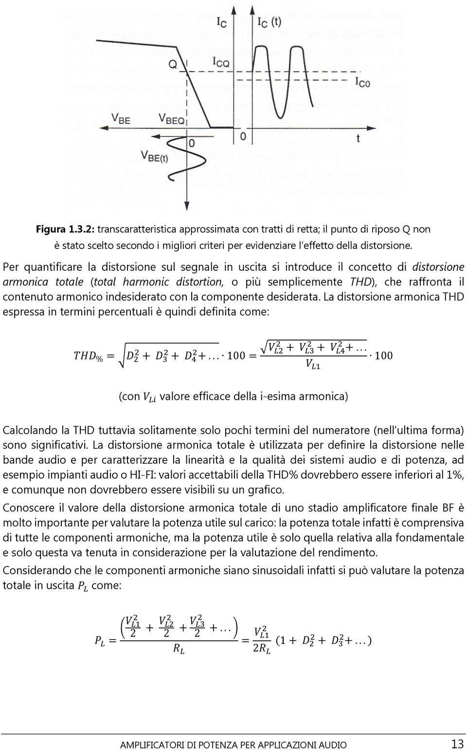 indesiderato con la componente desiderata. La distorsione armonica THD espressa in termini percentuali è quindi definita come: THD % = D + D 3 + D 4 +... 100 = V L + V L3 + V L4 +.