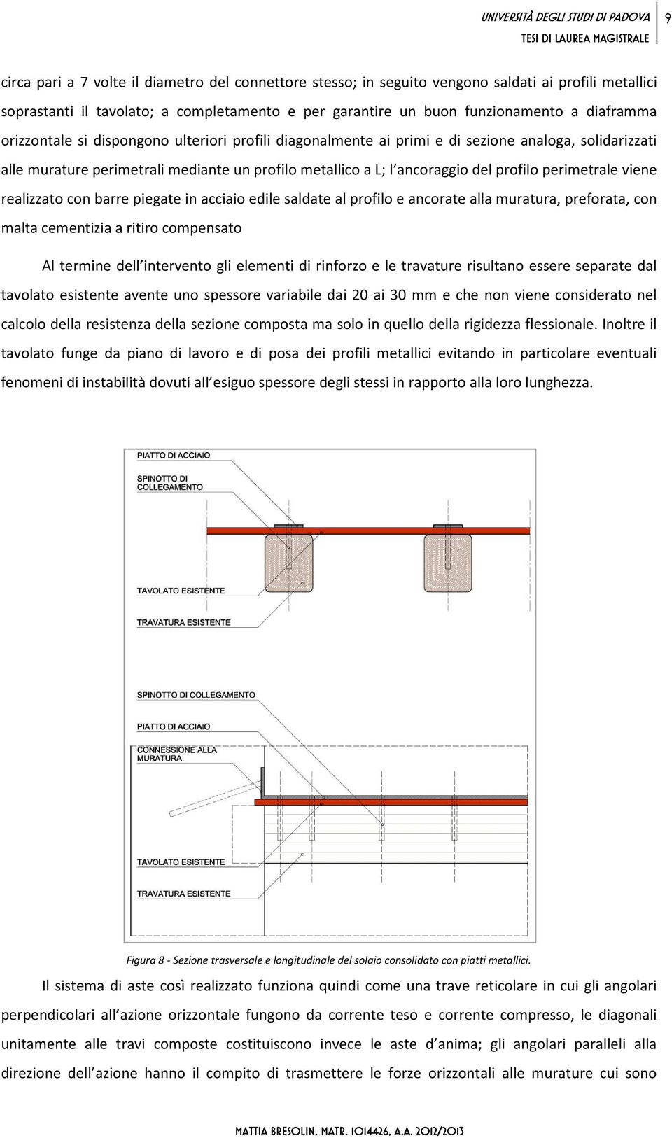 ancoraggio del profilo perimetrale viene realizzato con barre piegate in acciaio edile saldate al profilo e ancorate alla muratura, preforata, con malta cementizia a ritiro compensato Al termine dell