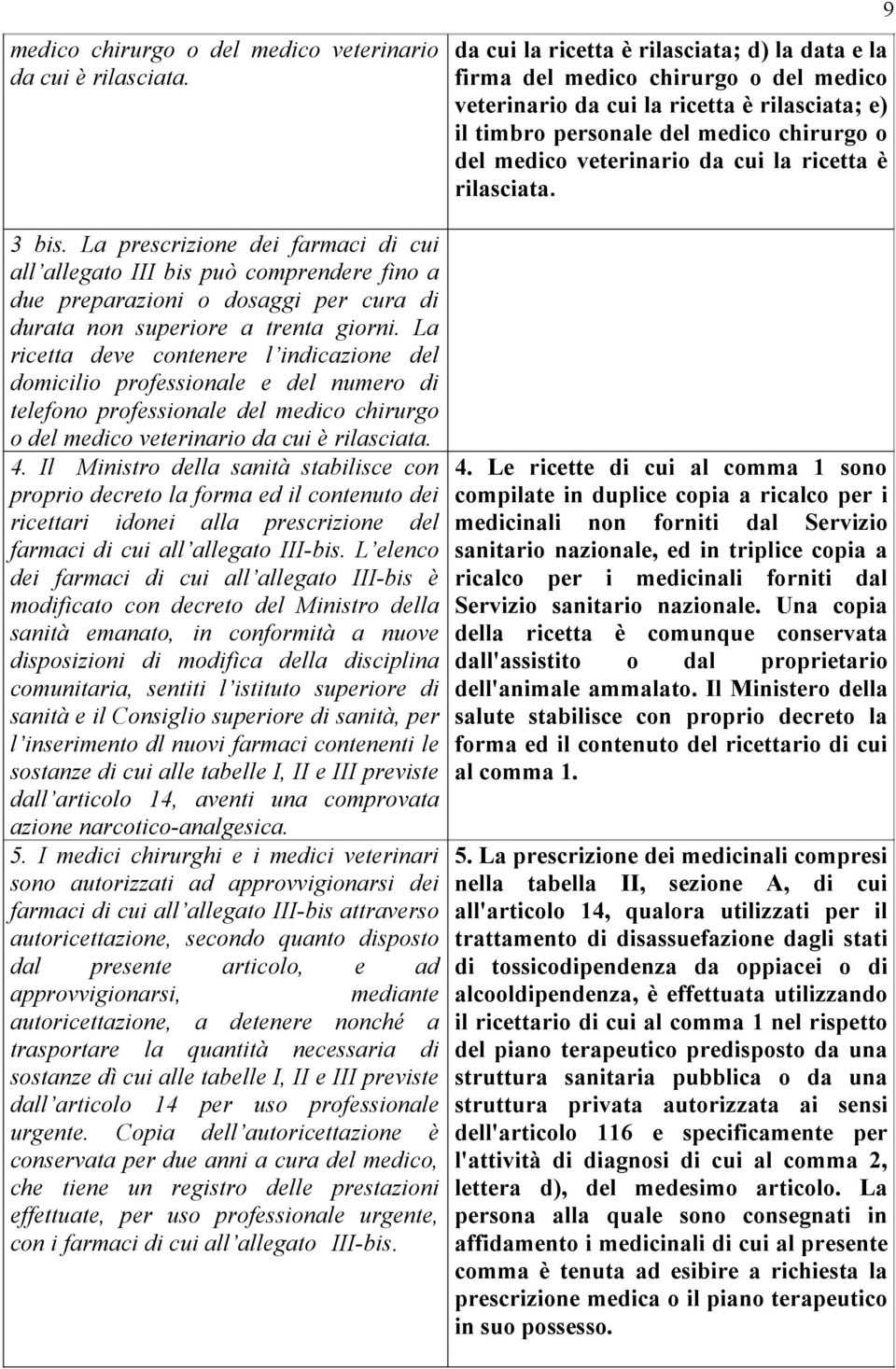 La ricetta deve contenere l indicazione del domicilio professionale e del numero di telefono professionale del medico chirurgo o del medico veterinario da cui è rilasciata. 4.