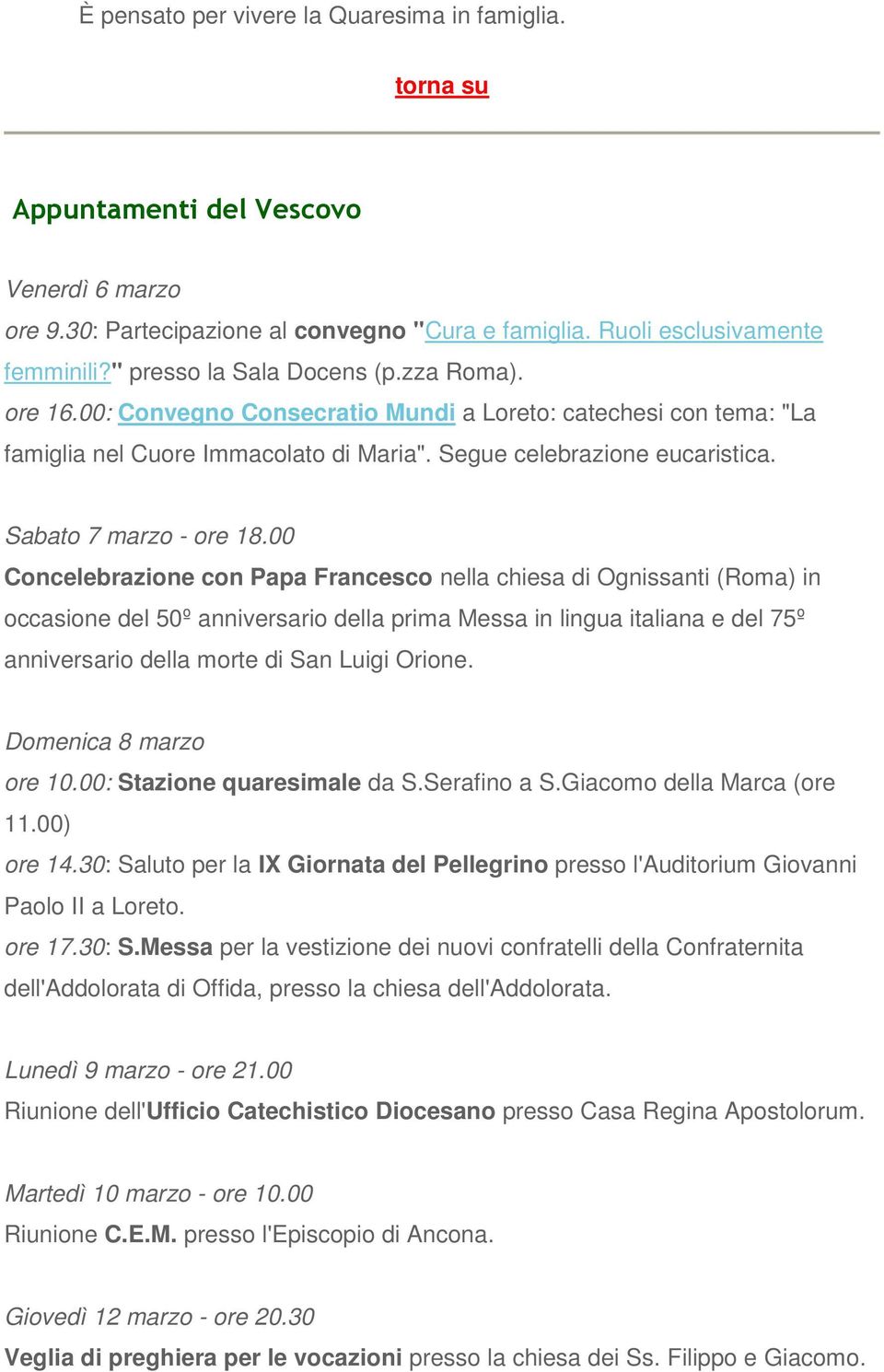 Sabato 7 marzo - ore 18.