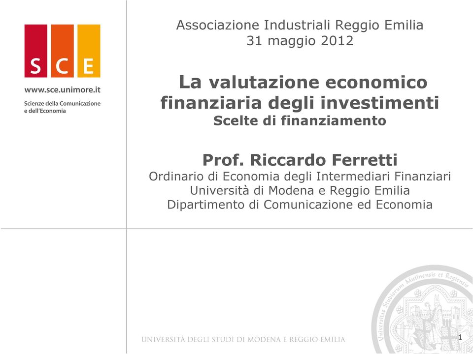 Riccardo Ferretti Ordinario di Economia degli Intermediari Finanziari