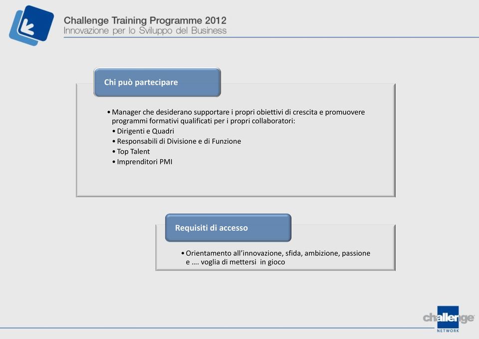 Quadri Responsabili di Divisione e di Funzione Top Talent Imprenditori PMI Requisiti di