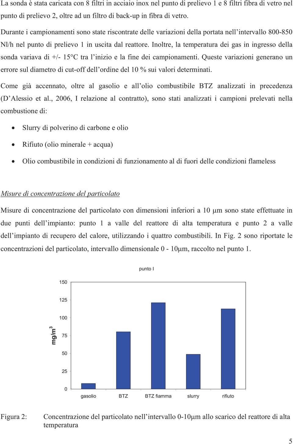 Inoltre, la temperatura dei gas in ingresso della sonda variava di +/- 15 C tra l inizio e la fine dei campionamenti.