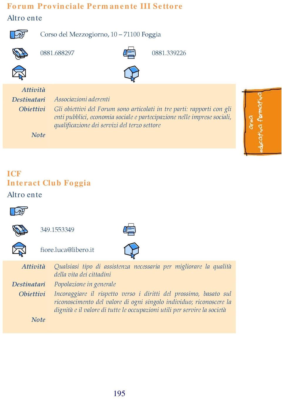 qualificazione dei servizi del terzo settore ICF Interact Club Foggia Altro ente 349.1553349 fiore.luca@libero.