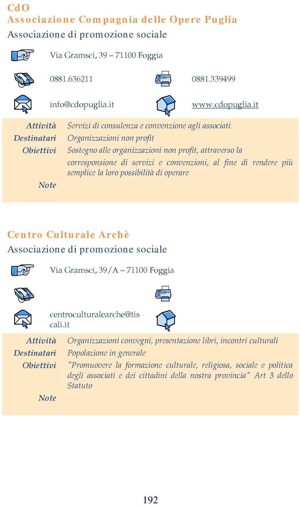 it Servizi di consulenza e convenzione agli associati Organizzazioni non profit Sostegno alle organizzazioni non profit, attraverso la corresponsione di servizi e