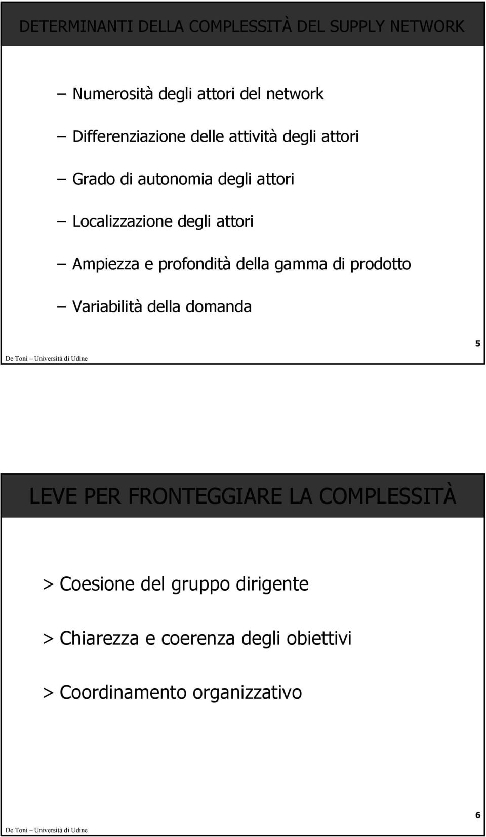 attori Ampiezza e profondità della gamma di prodotto Variabilità della domanda 5 LEVE PER