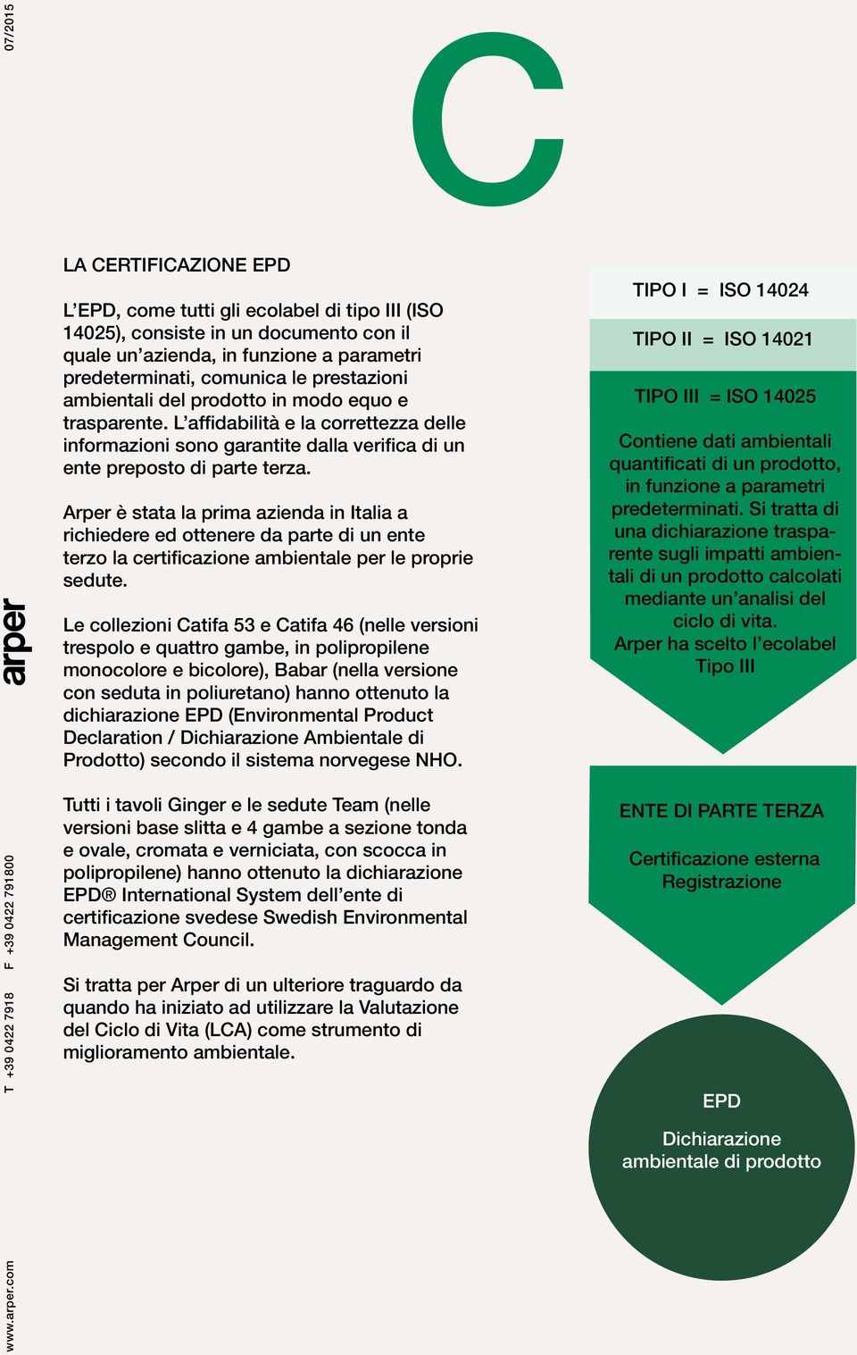 Arper è stata la prima azienda in Italia a richiedere ed ottenere da parte di un ente terzo la certificazione ambientale per le proprie sedute.