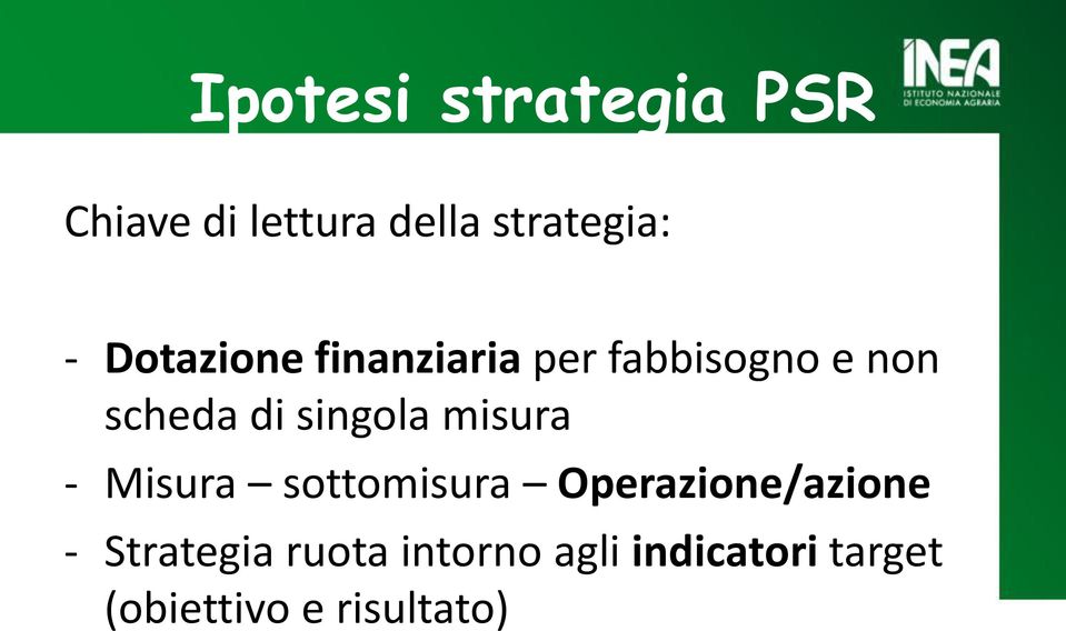 singola misura - Misura sottomisura Operazione/azione -