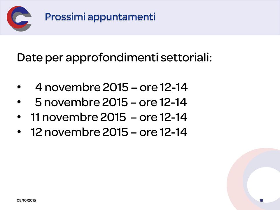 ore 12-14 5 novembre 2015 ore 12-14 11