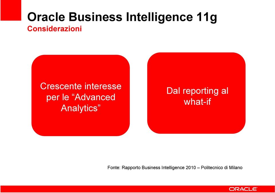 Advanced Analytics Dal reporting al what-if