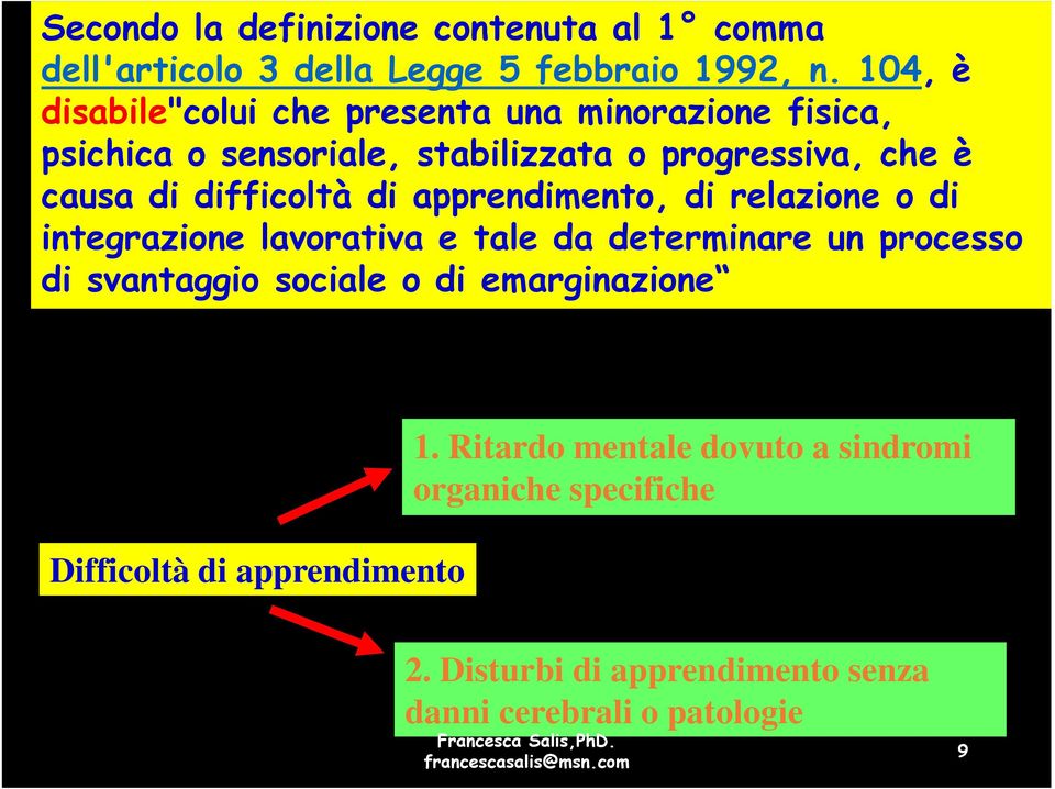 difficoltà di apprendimento, di relazione o di integrazione lavorativa e tale da determinare un processo di svantaggio sociale o