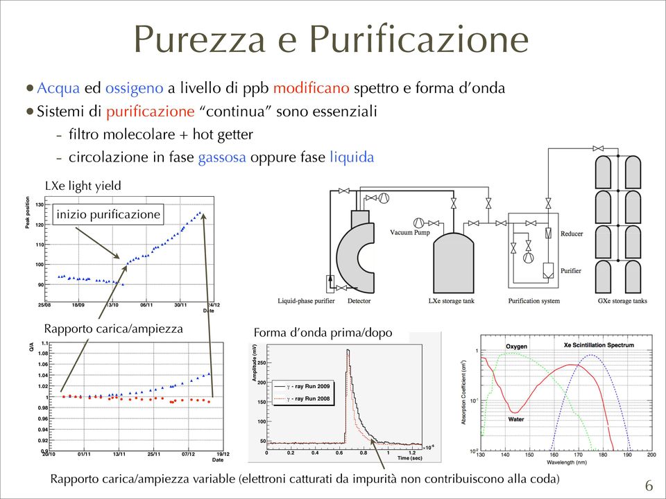10 130 120 LXe light yield inizio purificazione 110 100 90 25/08 18/09 13/10 06/11 30/11 24/12 Date Q/A Q/A as a function of the date 1.1 1.08 1.06 1.04 1.