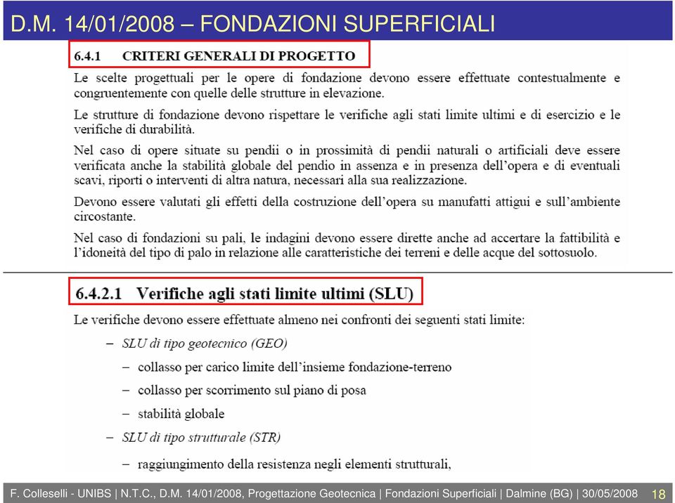 14/01/2008, Progettazione Geotecnica