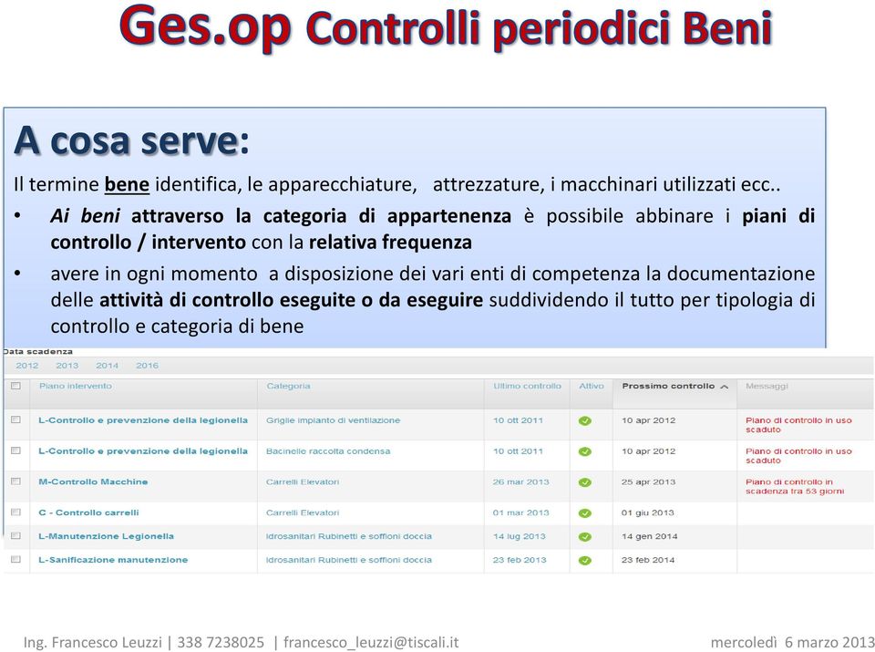 avere in ogni momento a disposizione dei vari enti di competenza la documentazione delle attività di controllo eseguite o da