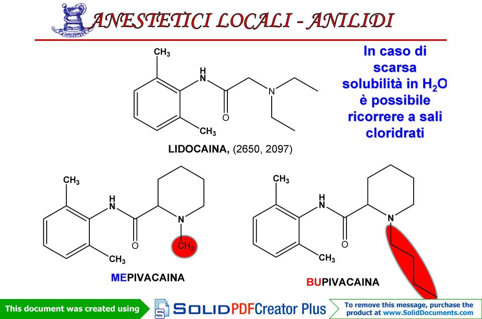 cloridrati CH3 H N N O CH3 LIDOCAINA, (2650, 2097)