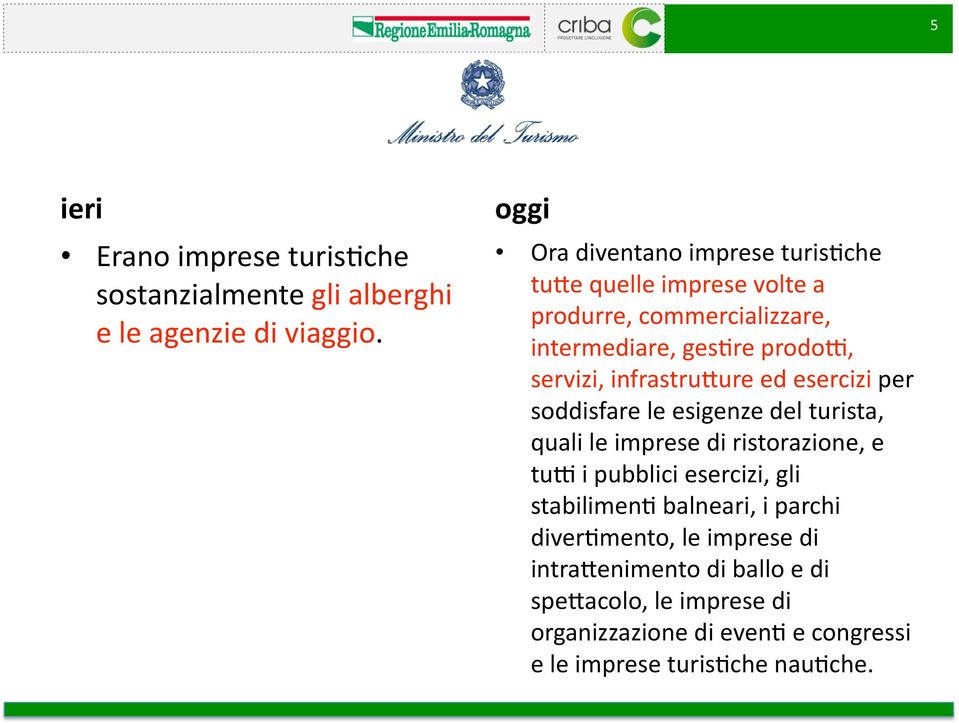 ure ed esercizi per soddisfare le esigenze del turista, quali le imprese di ristorazione, e tuf i pubblici esercizi, gli