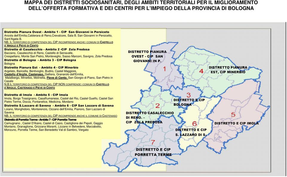 IL TERRITORIO DI COMPETENZA DEL CIP RICOMPRENDE ANCHE I COMUNI DI CASTELLO D ARGILE E PIEVE DI CENTO Distretto di Casalecchio - Ambito 2 -CIP Zola Predosa Bazzano, Casalecchio di Reno, Castello di