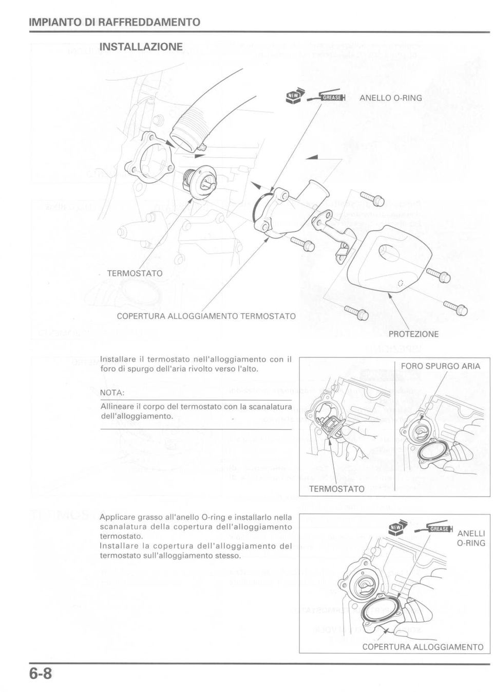 NOTA : Allineare il corpo del termostato con la scanalatura dell'alloggiamento.