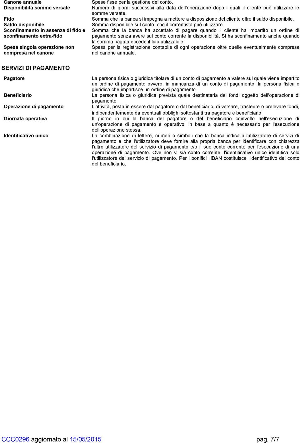 Somma che la banca si impegna a mettere a disposizione del cliente oltre il saldo disponibile. Somma disponibile sul conto, che il correntista può utilizzare.