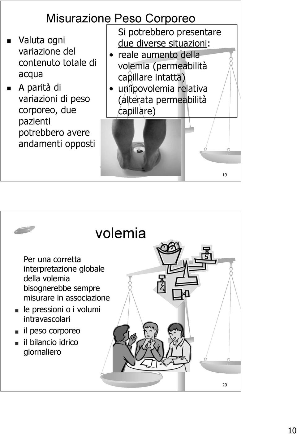 capillare intatta) un ipovolemia relativa (alterata permeabilità capillare) 19 Per una corretta interpretazione globale della volemia