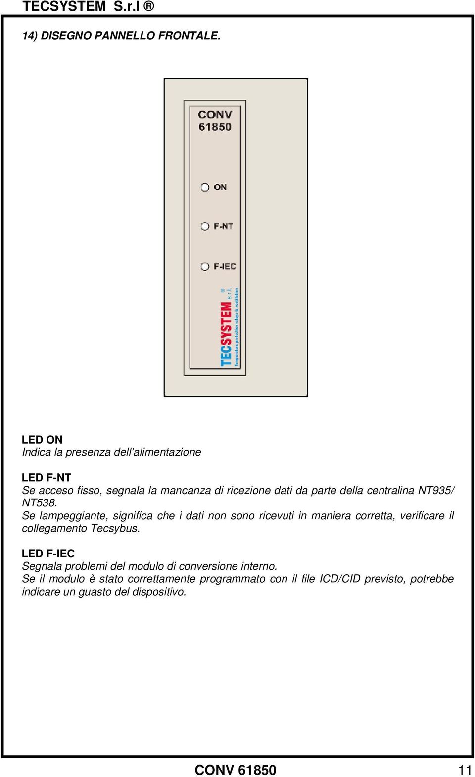 della centralina NT935/ NT538.