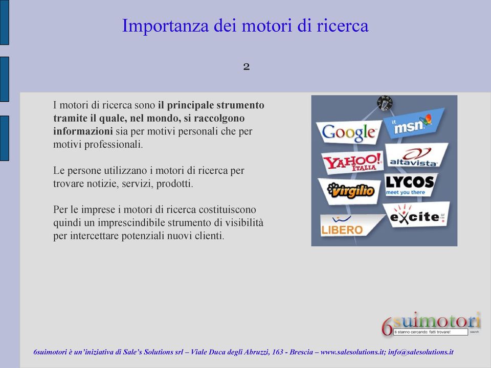 Le persone utilizzano i motori di ricerca per trovare notizie, servizi, prodotti.