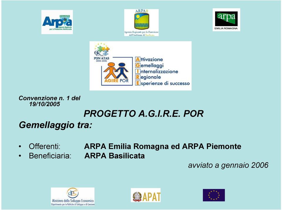 POR Gemellaggio tra: Offerenti: ARPA Emilia