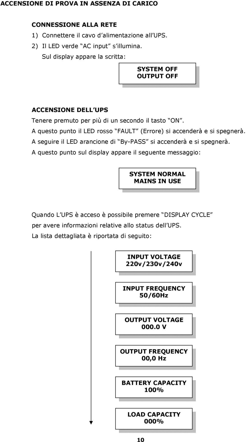 A seguire il LED arancione di By-PASS si accenderà e si spegnerà.