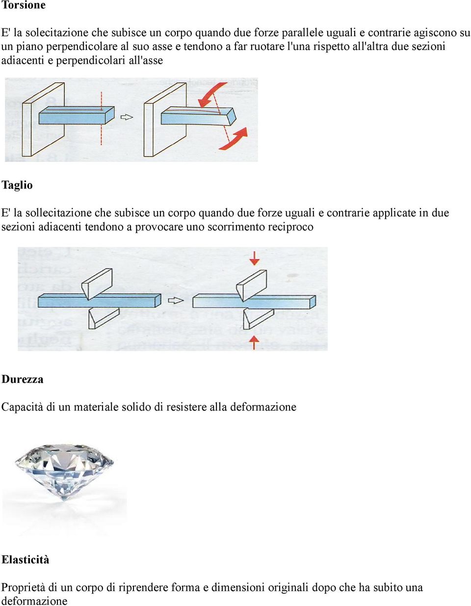 quando due forze uguali e contrarie applicate in due sezioni adiacenti tendono a provocare uno scorrimento reciproco Durezza Capacità di un