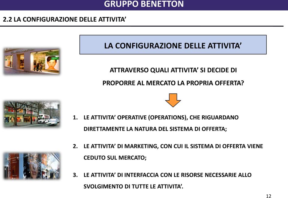 LE ATTIVITA OPERATIVE (OPERATIONS), CHE RIGUARDANO DIRETTAMENTE LA NATURA DEL SISTEMA DI OFFERTA; 2.