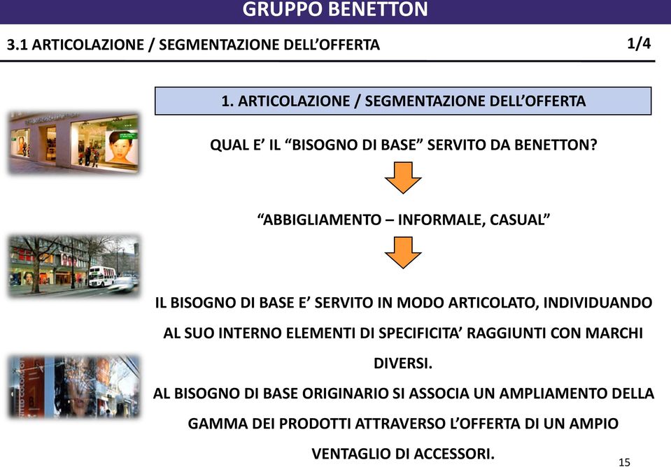 ABBIGLIAMENTO INFORMALE, CASUAL IL BISOGNO DI BASE E SERVITO IN MODO ARTICOLATO, INDIVIDUANDO AL SUO INTERNO