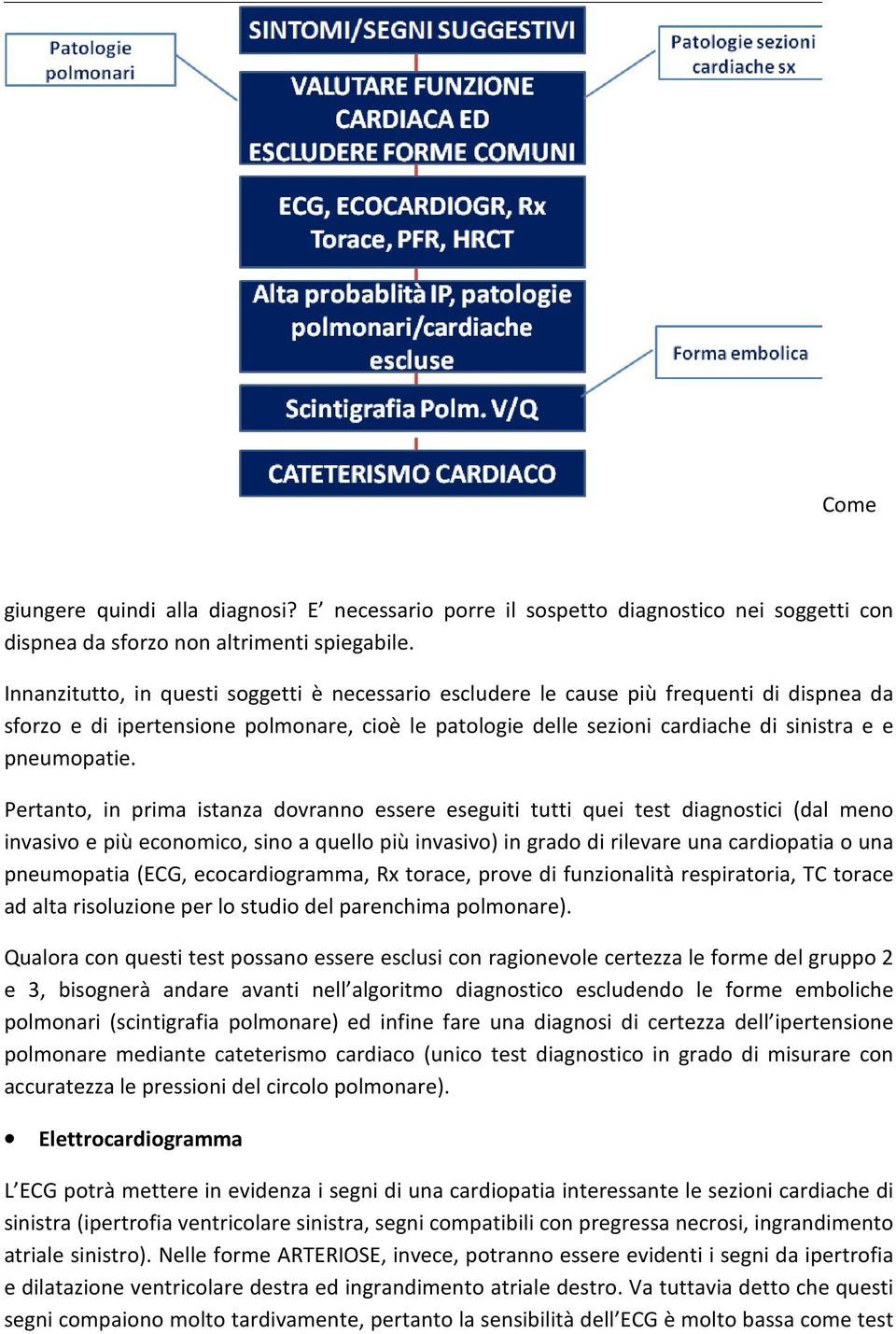 Pertanto, in prima istanza dovranno essere eseguiti tutti quei test diagnostici (dal meno invasivo e più economico, sino a quello più invasivo) in grado di rilevare una cardiopatia o una pneumopatia