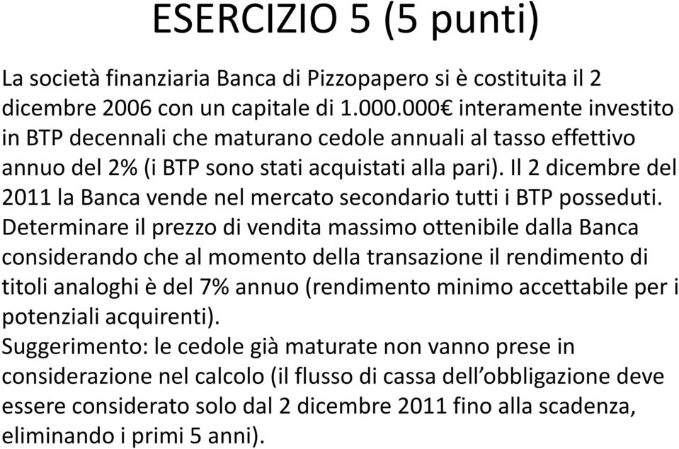 Il 2 dicembre del 2011 la Banca vende nel mercato secondario tutti i BTP posseduti.